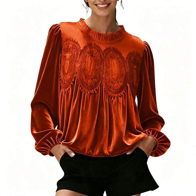 Emilie's Boutique ™ Retro pleated long-sleeved casual top