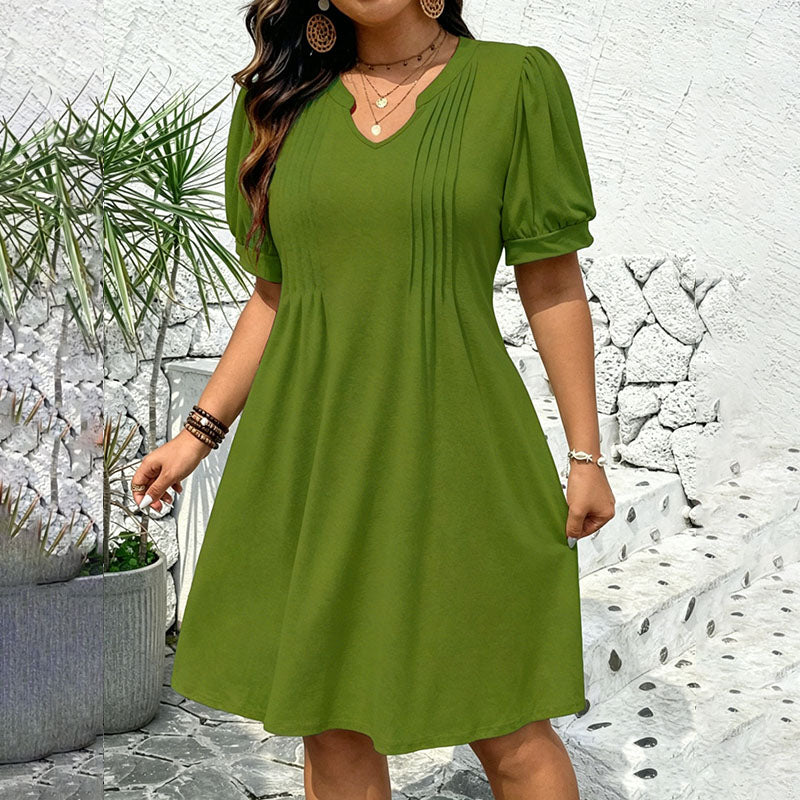 Emilie's Boutique ™  U-neck puff sleeve plus size dress