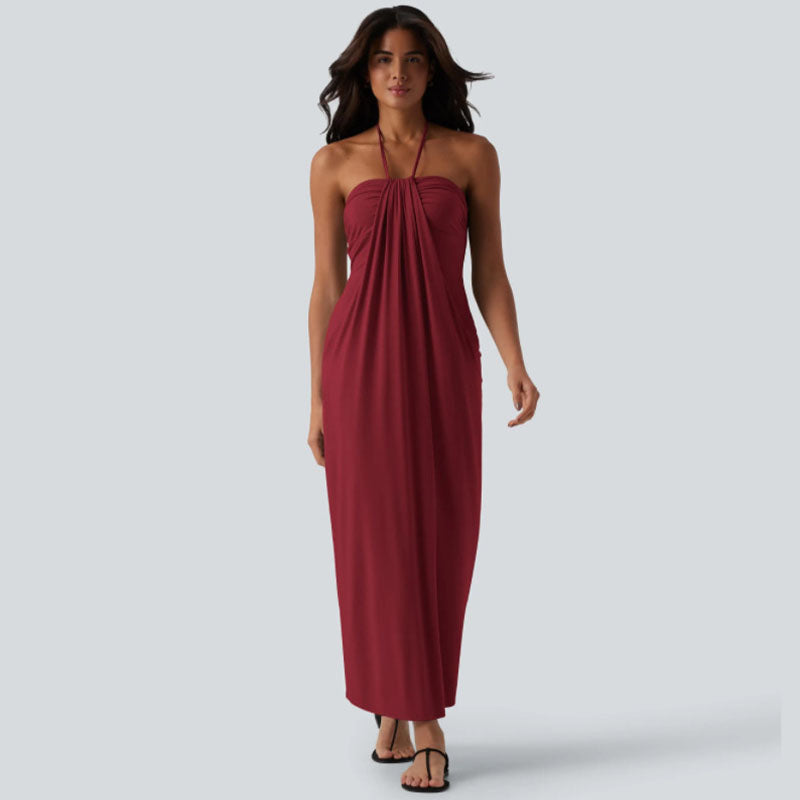 Emilie's Boutique ™  Draped, form-fitting halter maxi dress