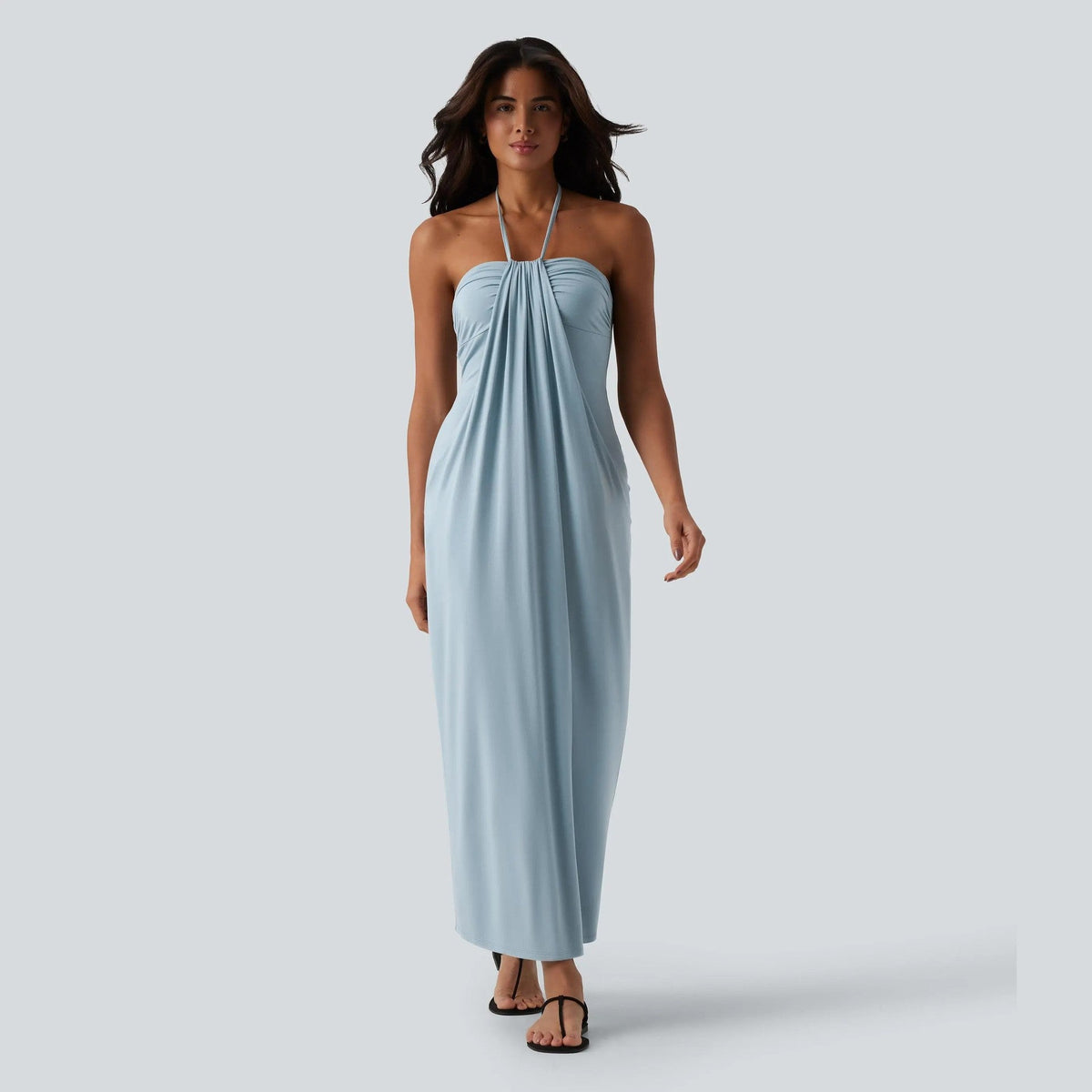 Emilie's Boutique ™  Draped, form-fitting halter maxi dress