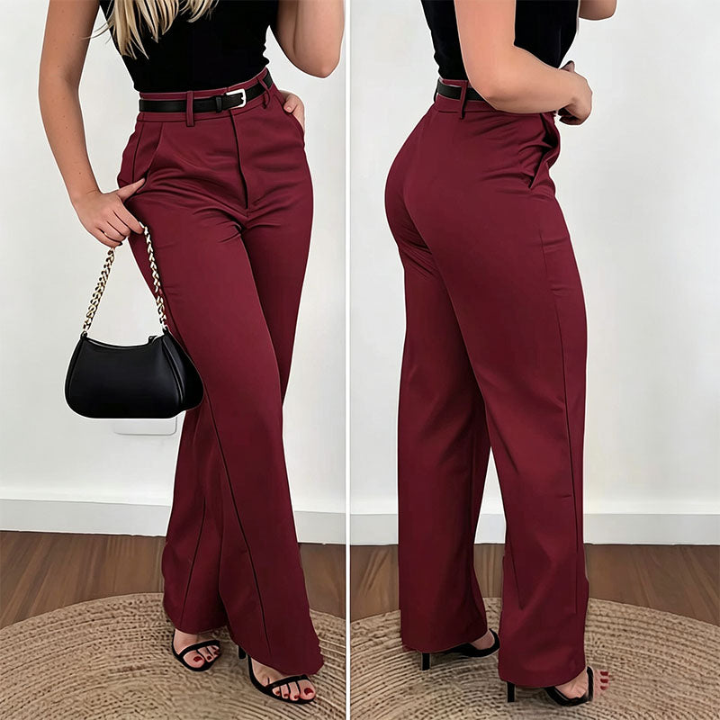 Emilie's Boutique ™ Slim-fit high-waisted straight-leg suit pants