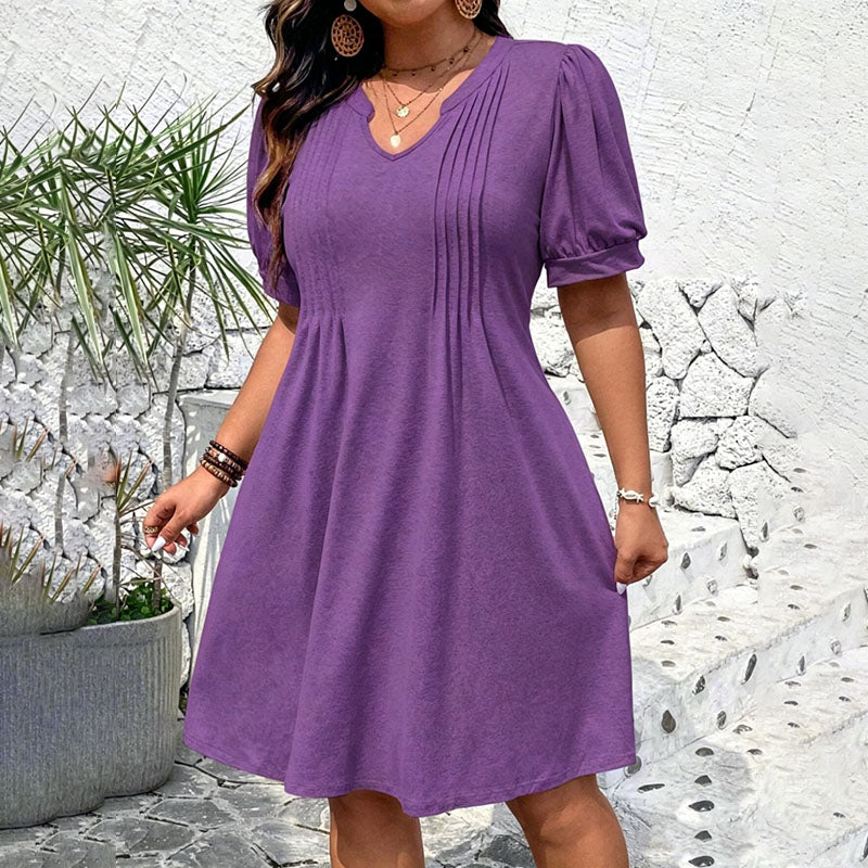 Emilie's Boutique ™  U-neck puff sleeve plus size dress