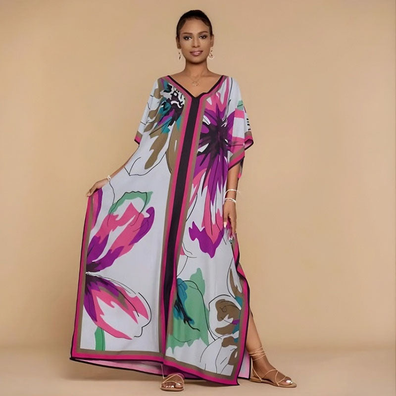 Emilie's Boutique ™  Loose-fit printed beach cover-up maxi dress