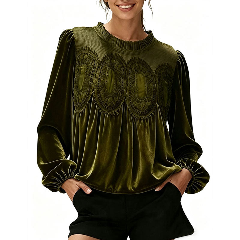 Emilie's Boutique ™ Retro pleated long-sleeved casual top