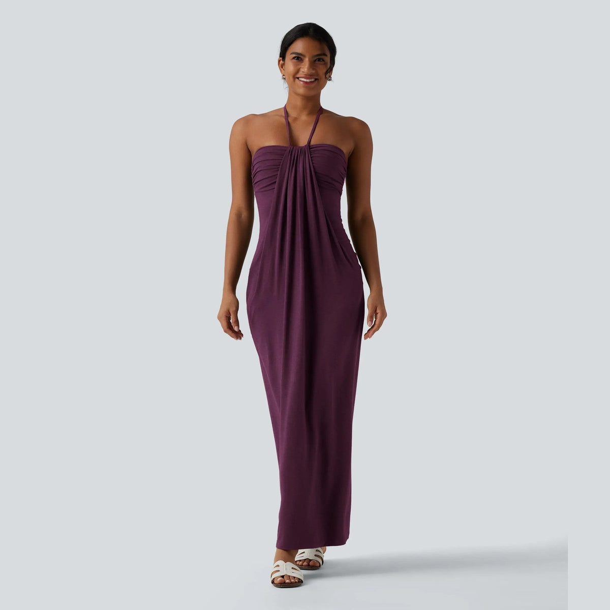 Emilie's Boutique ™  Draped, form-fitting halter maxi dress