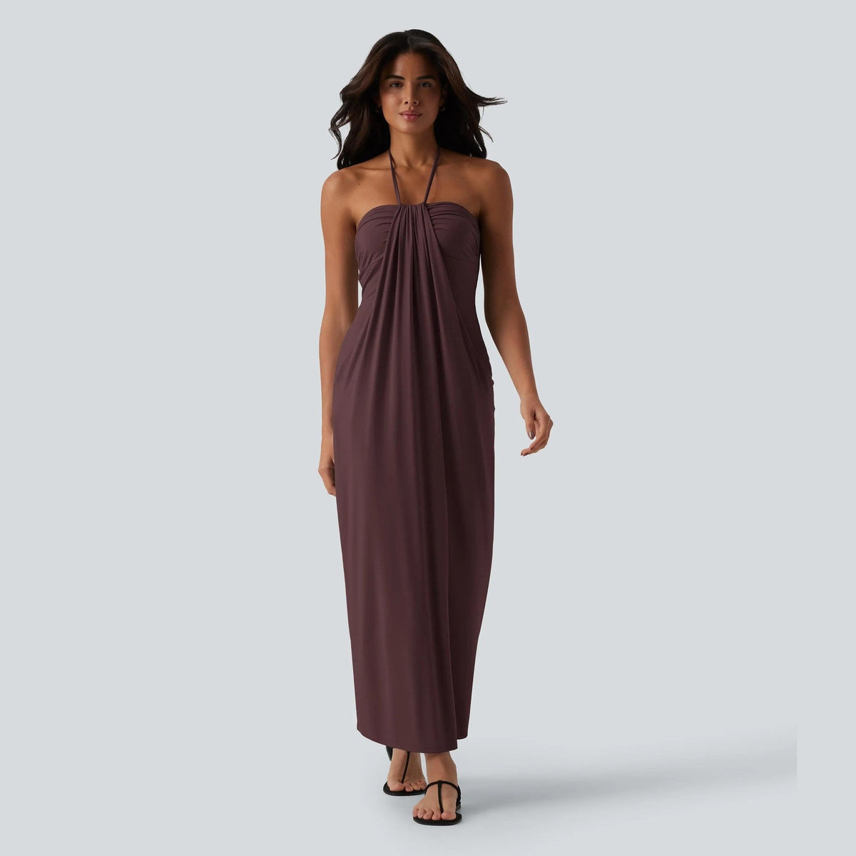 Emilie's Boutique ™  Draped, form-fitting halter maxi dress