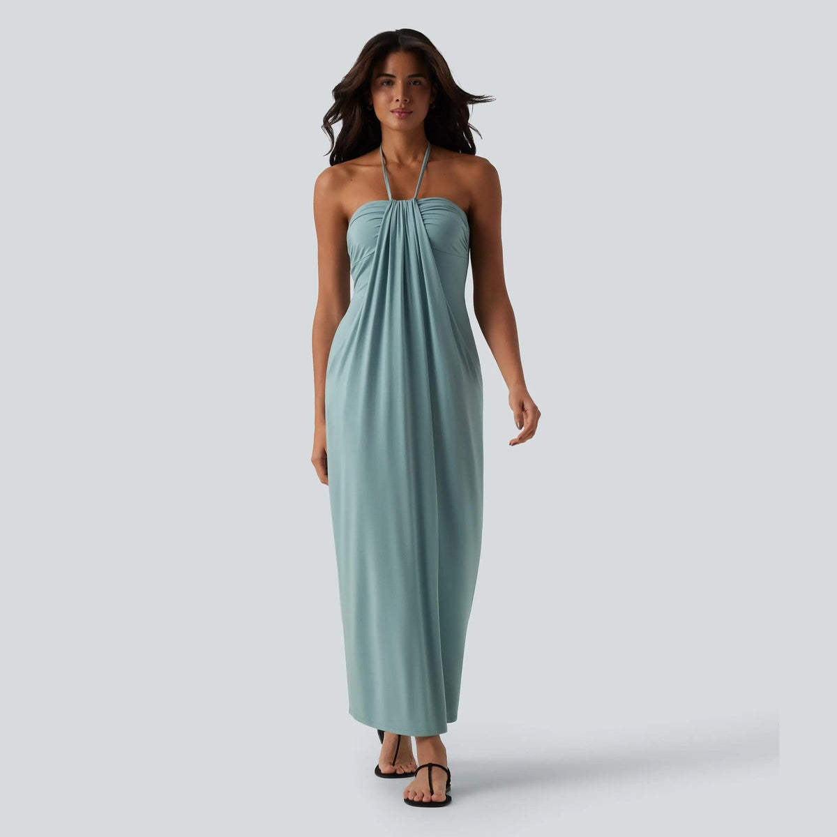 Emilie's Boutique ™  Draped, form-fitting halter maxi dress