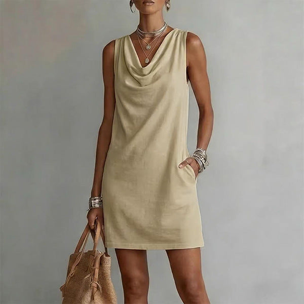 Emilie's Boutique ™  Stacked neck sleeveless loose straight dress