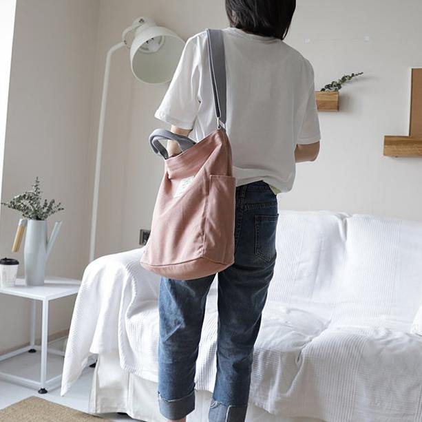 Emilie's Boutique ™ Vintage Upcycle Casual Patchwork Large Canvas Shoulder pink Bag