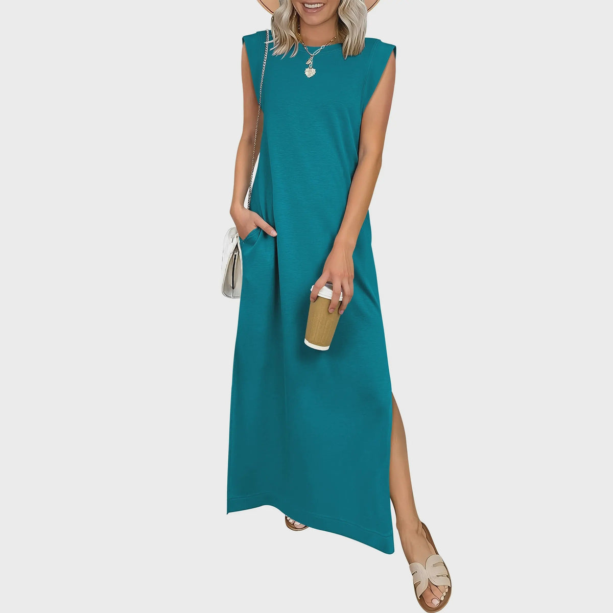 Emilie's Boutique ™  Casual Crew  Neck Sleeveless Maxi Dress