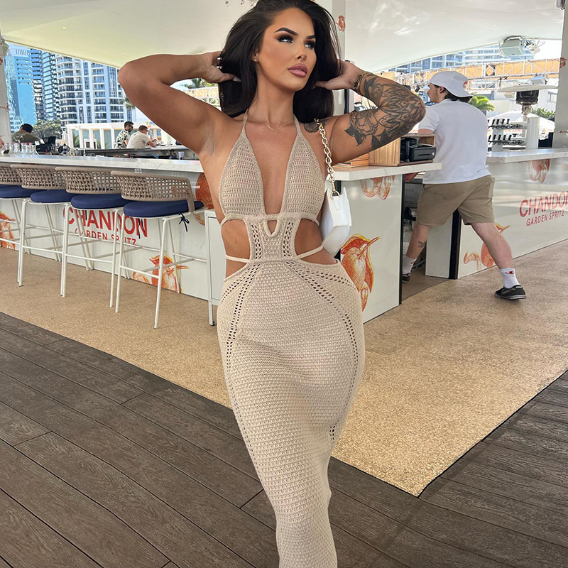 Emilie's Boutique ™  Halter Neck Cutout Knit Bodycon Mini Dress