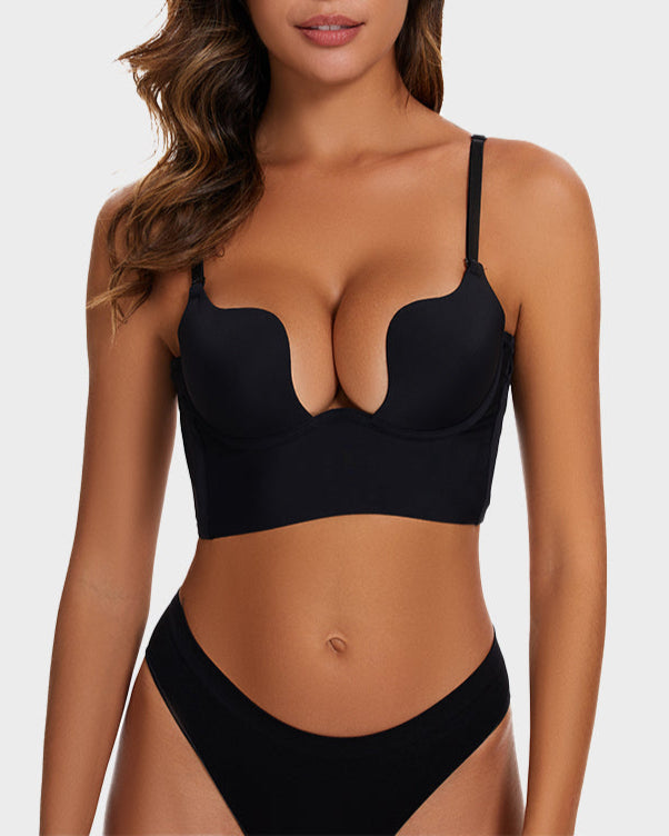 Emilie's Boutique ™ [2 Pack]Low Back Secret Plunge Bra - Black+Beige