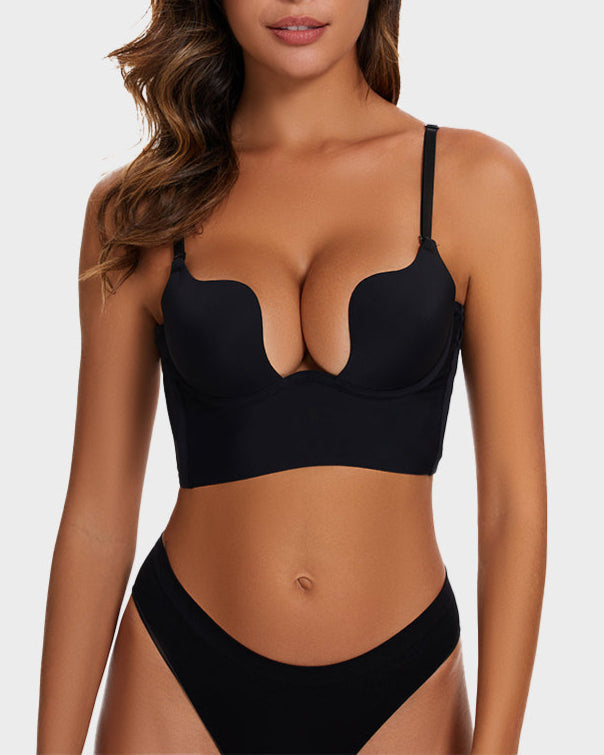 Emilie's Boutique ™ [2 Pack]Low Back Secret Plunge Bra - Black+White