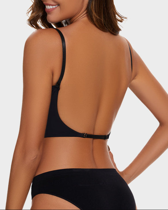 Emilie's Boutique ™ [2 Pack]Low Back Secret Plunge Bra - Black+Beige