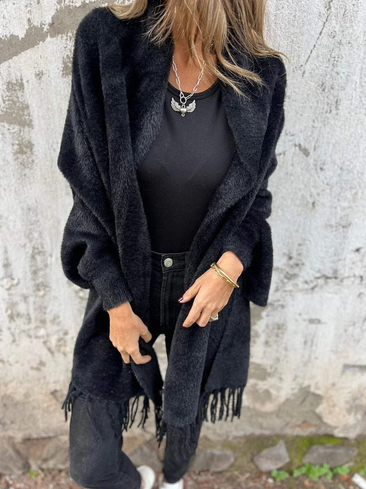 Emilie's Boutique ™ Long Sleeve Casual Tassel Shawl Coat