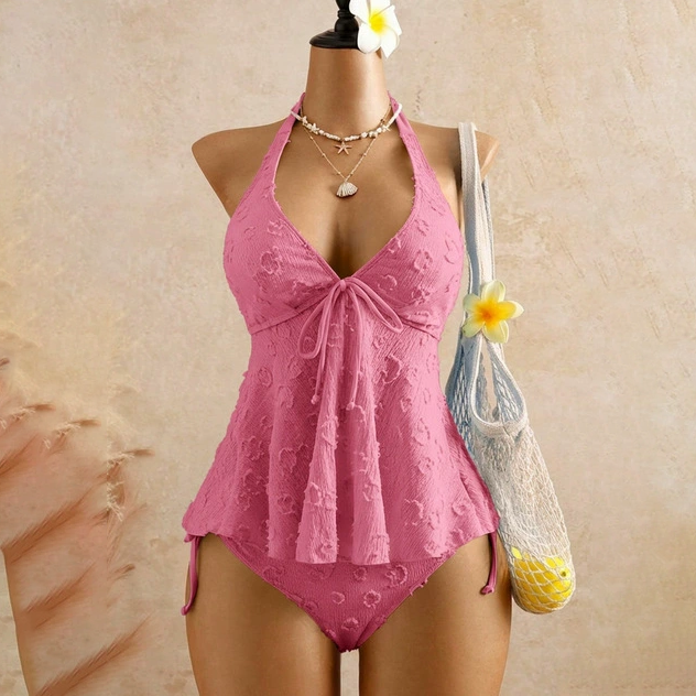Emilie's Boutique ™ Textured halter neck two-piece swimsuit