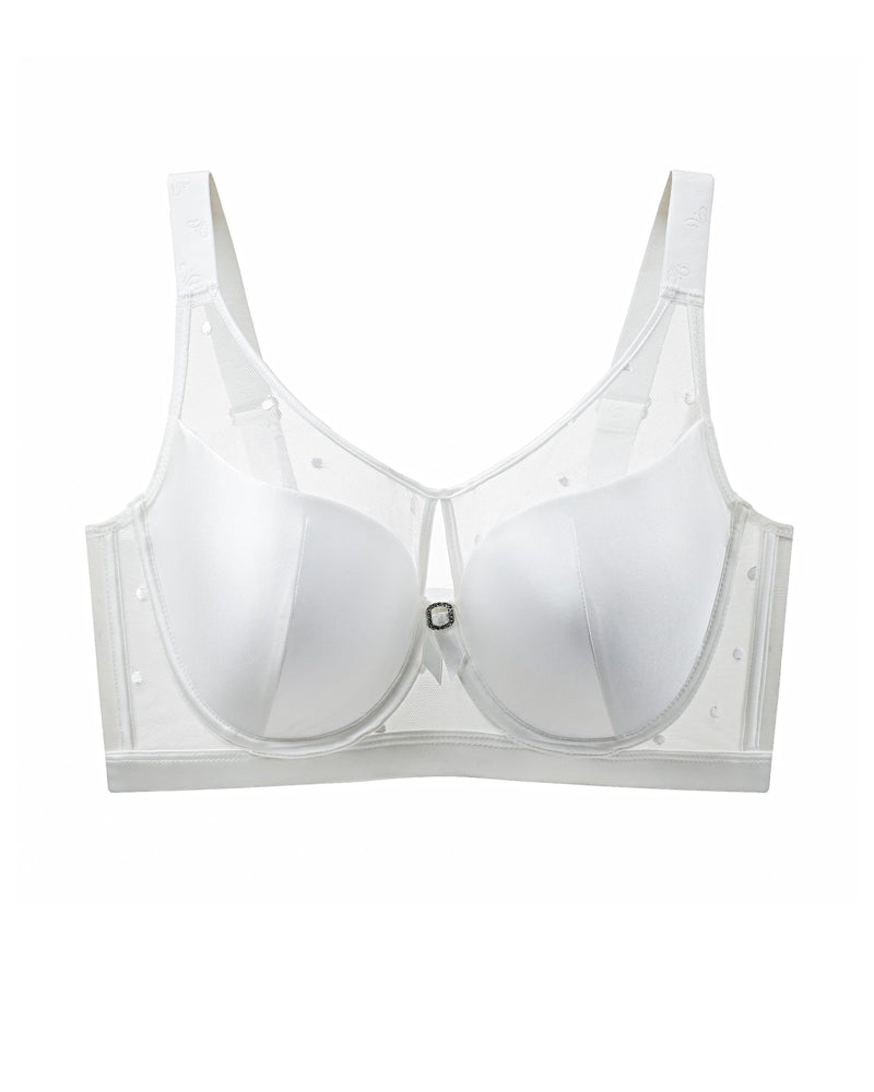 Emilie's Boutique ™ Satin Mesh See-through Patchwork Underwire Plus Size Push-up Bra
