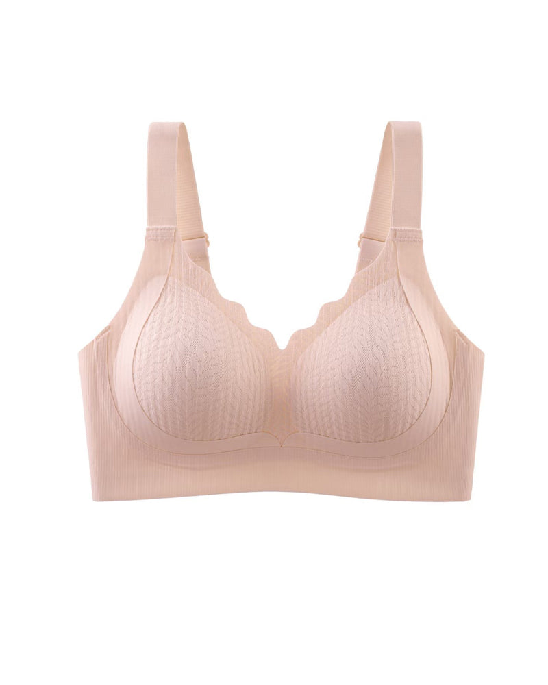 Emilie's Boutique ™ Casual Seamless Wavy Edge Wide Shoulder Straps Underwire Push-up Breathable Bra