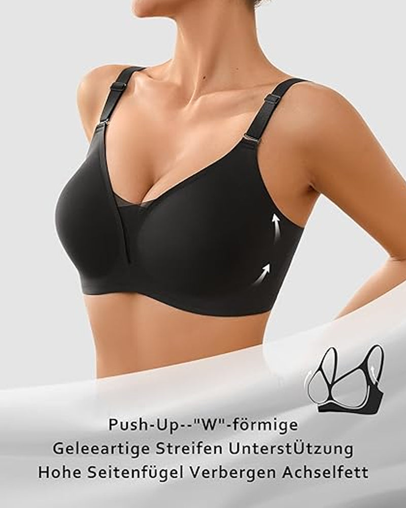 Emilie's Boutique ™ V-neck Comfortable Breathable Seamless Wire-free Push-up Mesh Bra