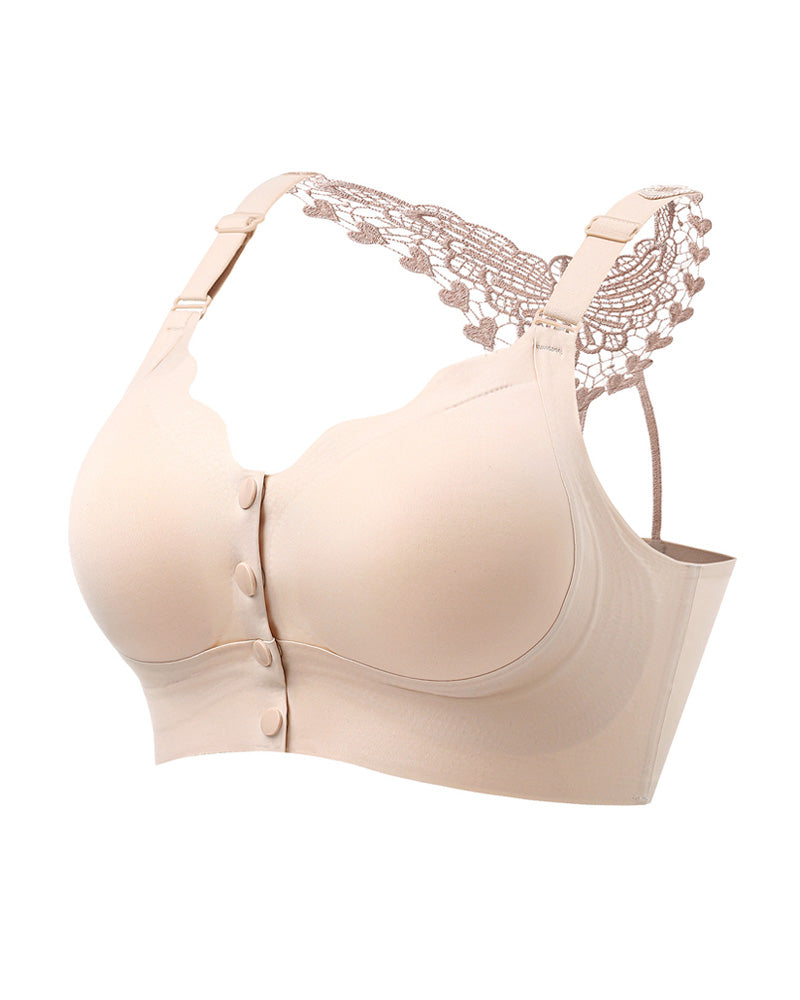 Emilie's Boutique ™ Seamless Front-closure Push-up Butterfly Back Bra