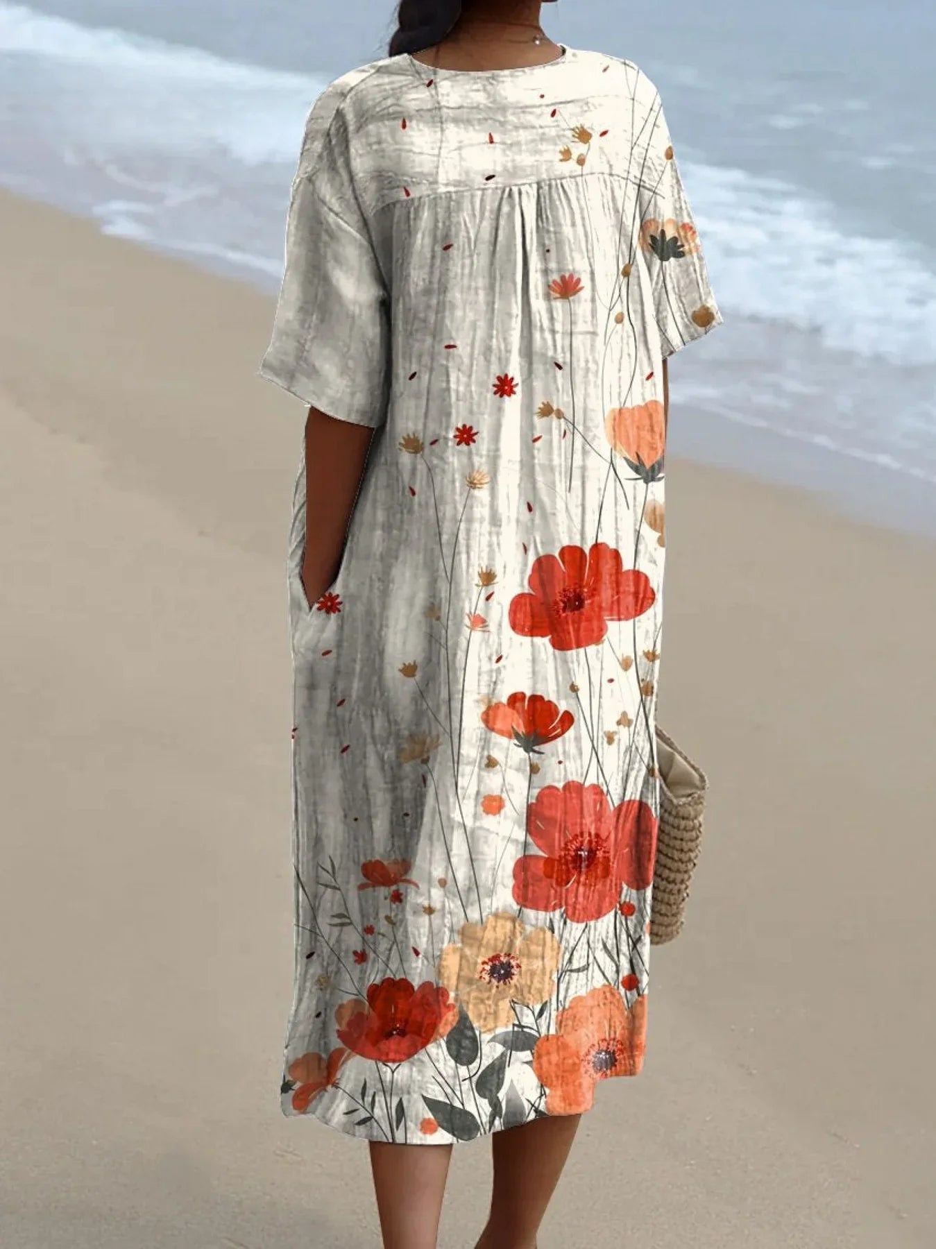 Emilie's Boutique ™ Poppy Floral Art Pattern Printed Women's Flowy Dress