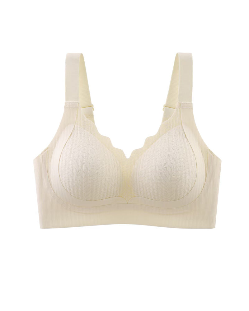 Emilie's Boutique ™ Casual Seamless Wavy Edge Wide Shoulder Straps Underwire Push-up Breathable Bra