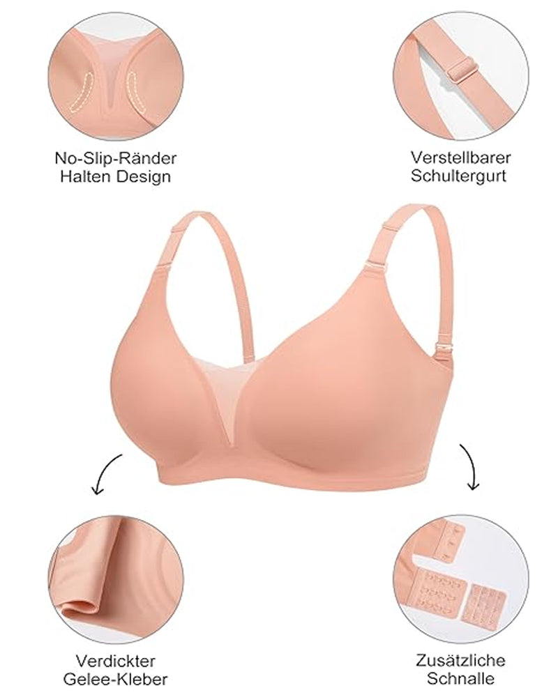 Emilie's Boutique ™ V-neck Comfortable Breathable Seamless Wire-free Push-up Mesh Bra