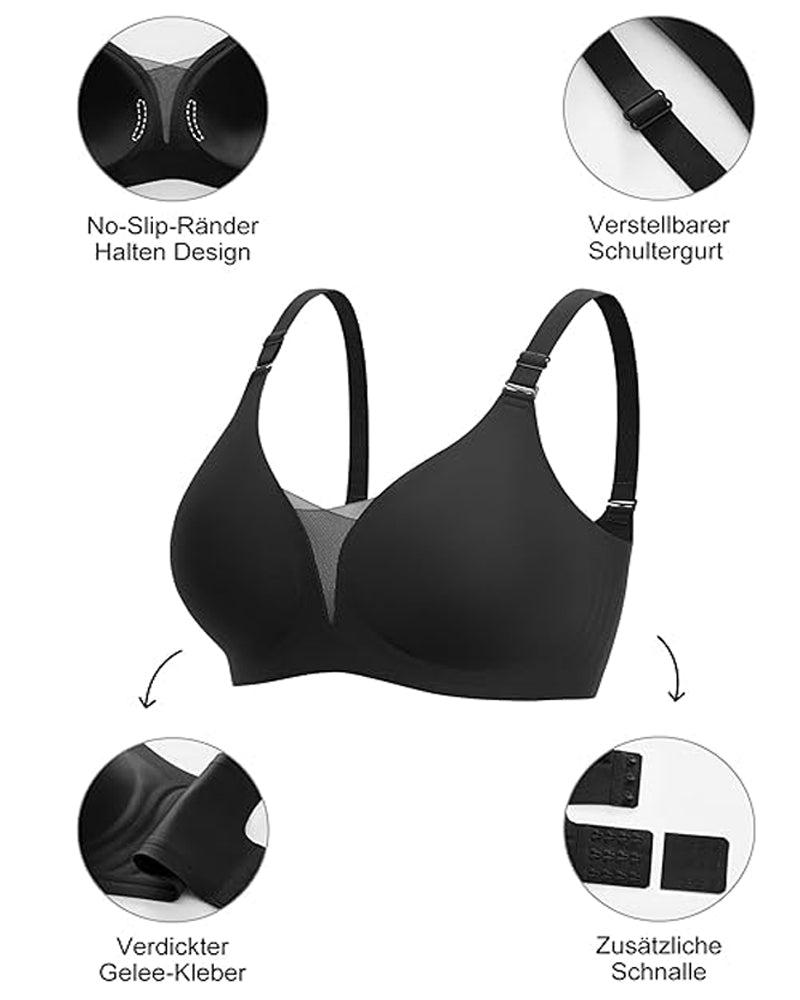Emilie's Boutique ™ V-neck Comfortable Breathable Seamless Wire-free Push-up Mesh Bra