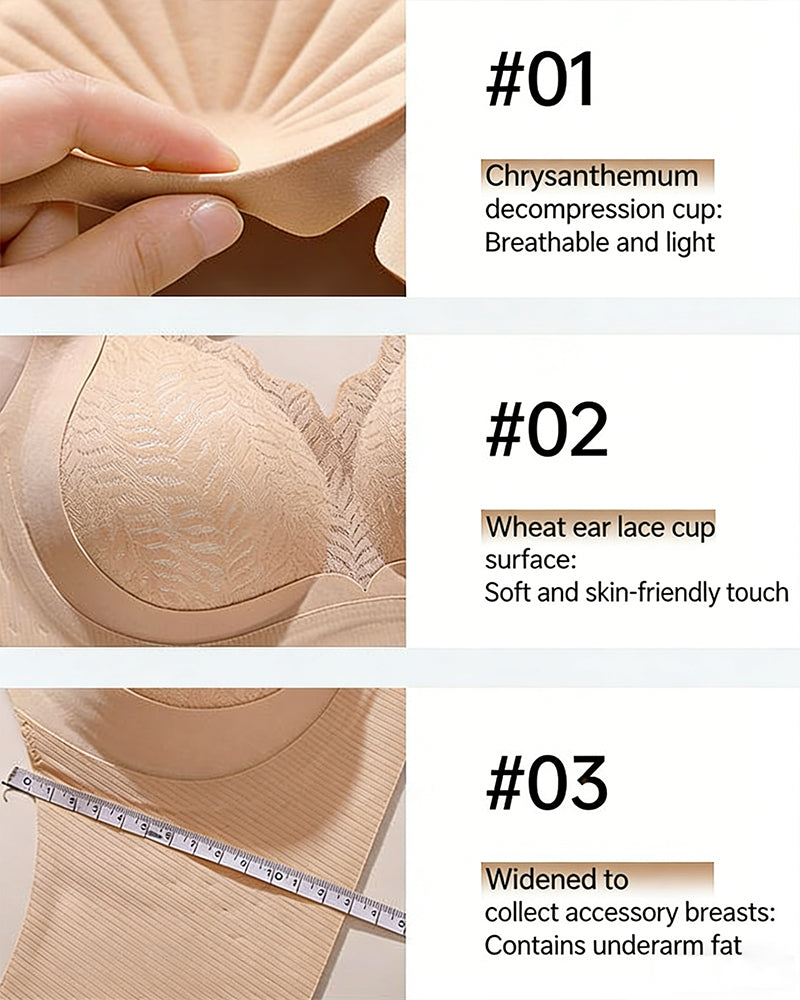 Emilie's Boutique ™ Casual Seamless Wavy Edge Wide Shoulder Straps Underwire Push-up Breathable Bra