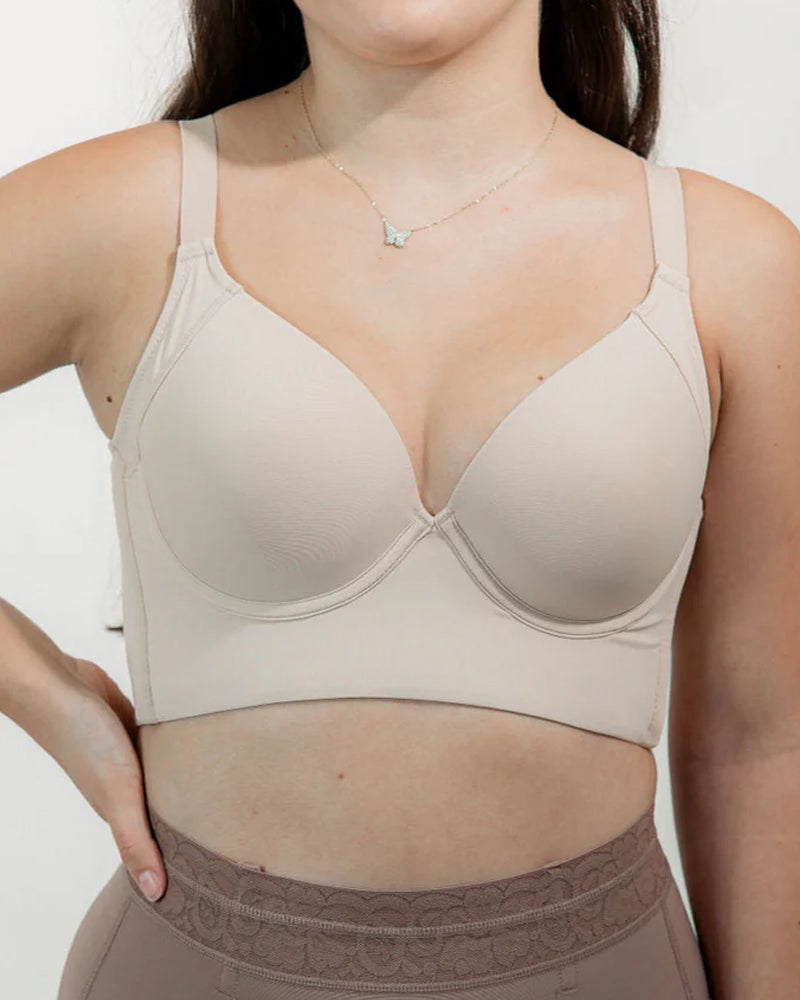 Emilie's Boutique ™ V-neck Wide Back Underwire Long Body Shaping Push-up Bra