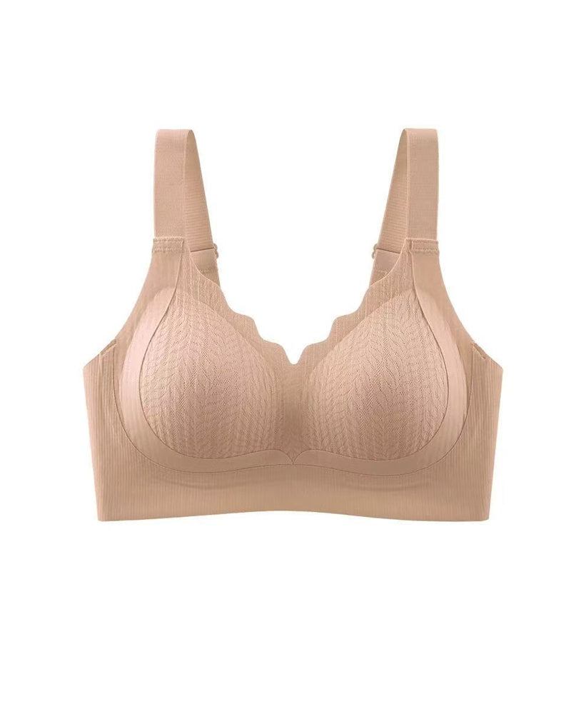 Emilie's Boutique ™ Casual Seamless Wavy Edge Wide Shoulder Straps Underwire Push-up Breathable Bra
