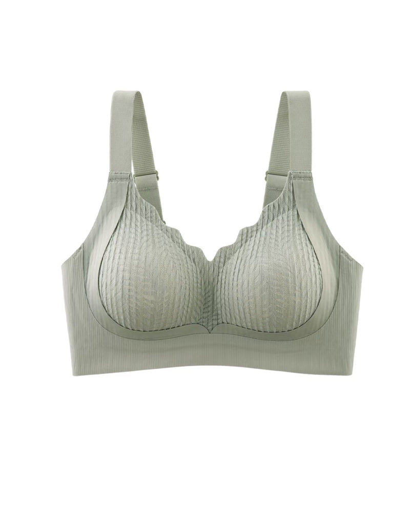 Emilie's Boutique ™ Casual Seamless Wavy Edge Wide Shoulder Straps Underwire Push-up Breathable Bra