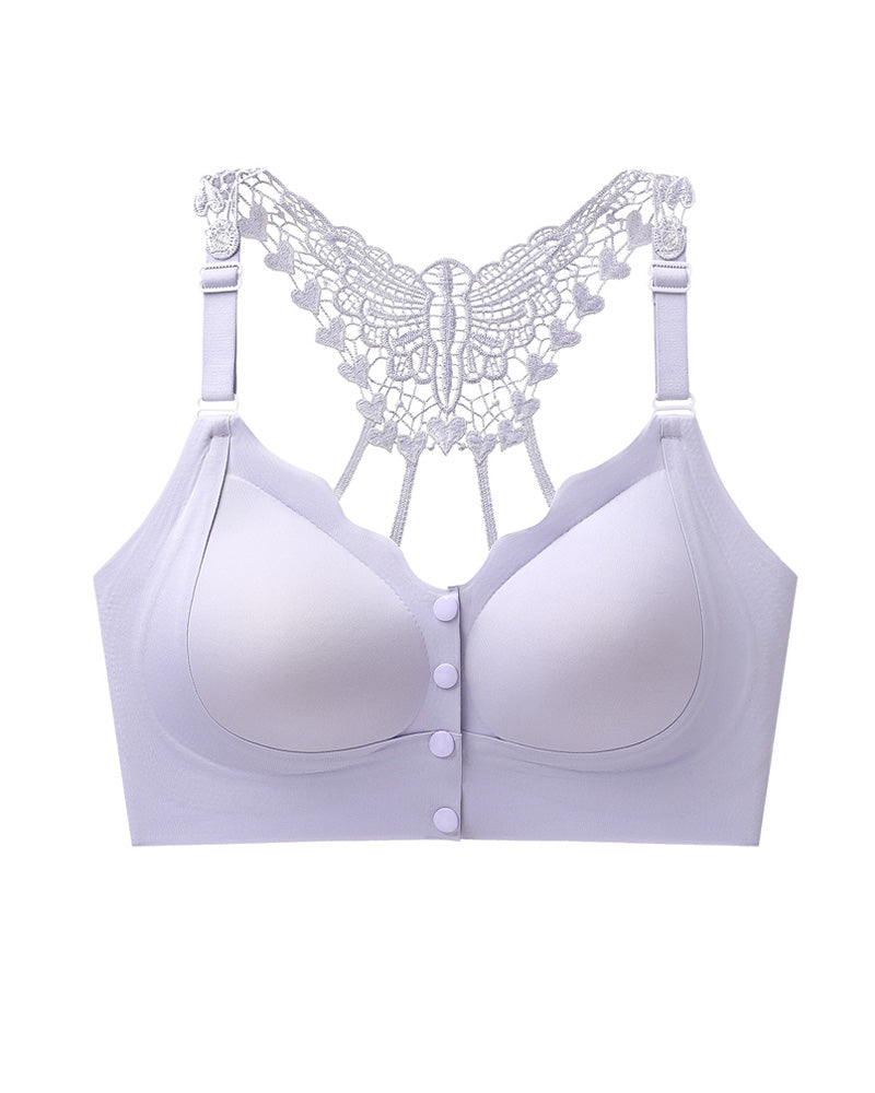 Emilie's Boutique ™ Seamless Front-closure Push-up Butterfly Back Bra