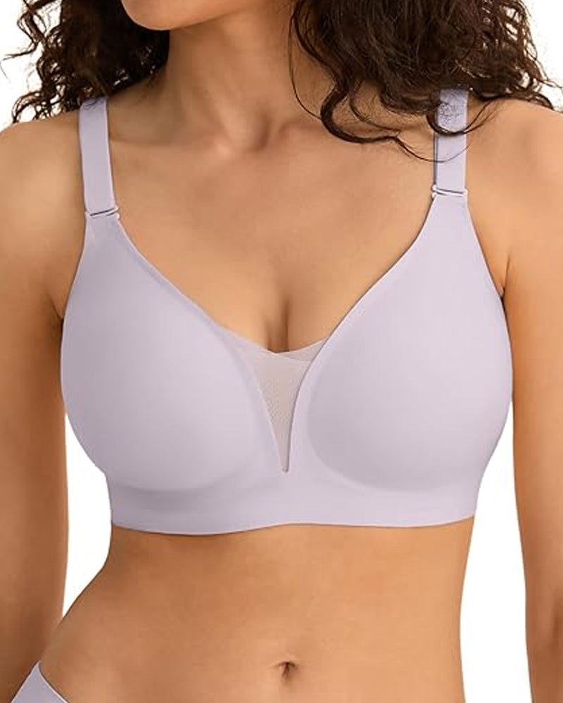 Emilie's Boutique ™ V-neck Comfortable Breathable Seamless Wire-free Push-up Mesh Bra