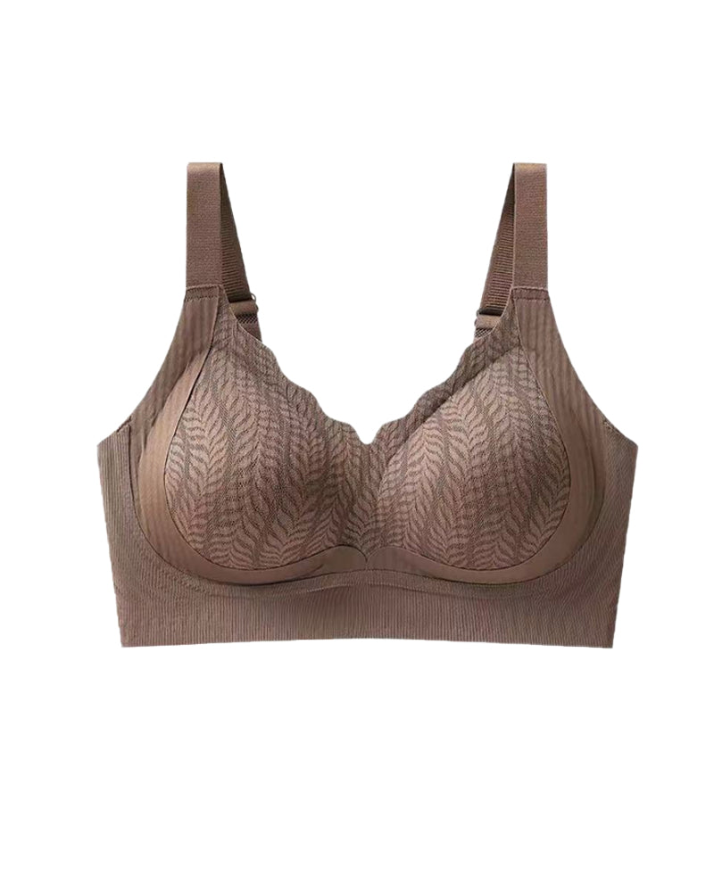 Emilie's Boutique ™ Casual Seamless Wavy Edge Wide Shoulder Straps Underwire Push-up Breathable Bra