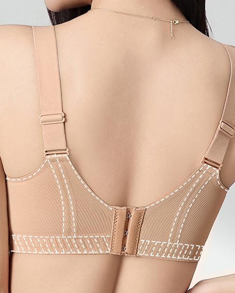 Emilie's Boutique ™ Casual Seamless Wavy Edge Wide Shoulder Straps Underwire Push-up Breathable Bra