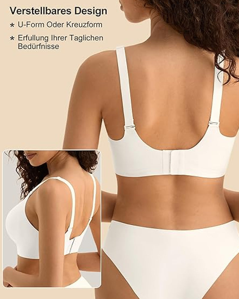 Emilie's Boutique ™ V-neck Comfortable Breathable Seamless Wire-free Push-up Mesh Bra