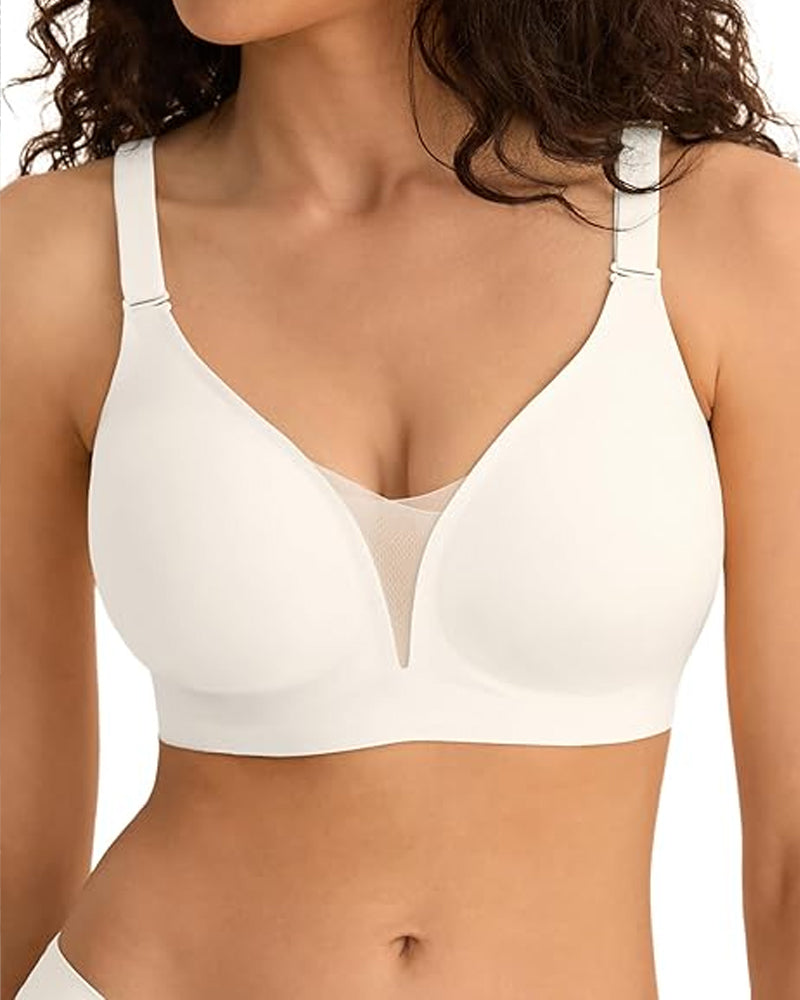 Emilie's Boutique ™ V-neck Comfortable Breathable Seamless Wire-free Push-up Mesh Bra