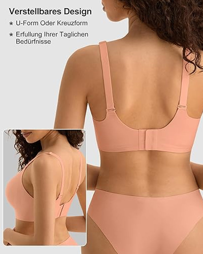 Emilie's Boutique ™ V-neck Comfortable Breathable Seamless Wire-free Push-up Mesh Bra