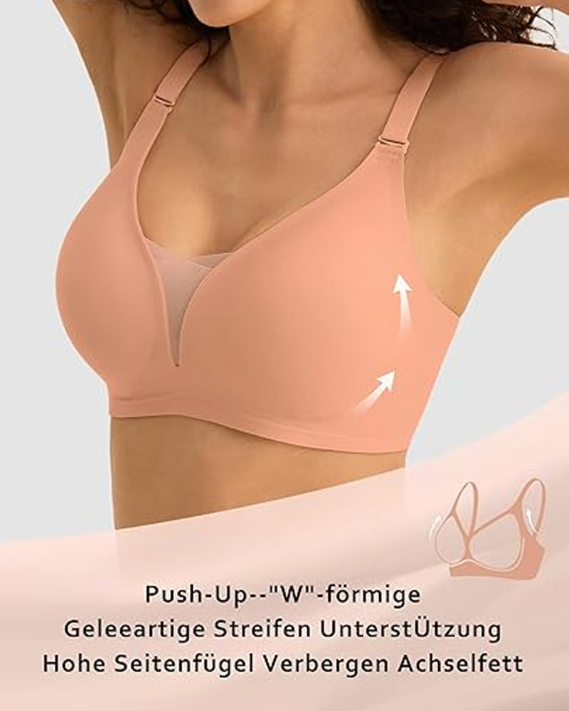 Emilie's Boutique ™ V-neck Comfortable Breathable Seamless Wire-free Push-up Mesh Bra