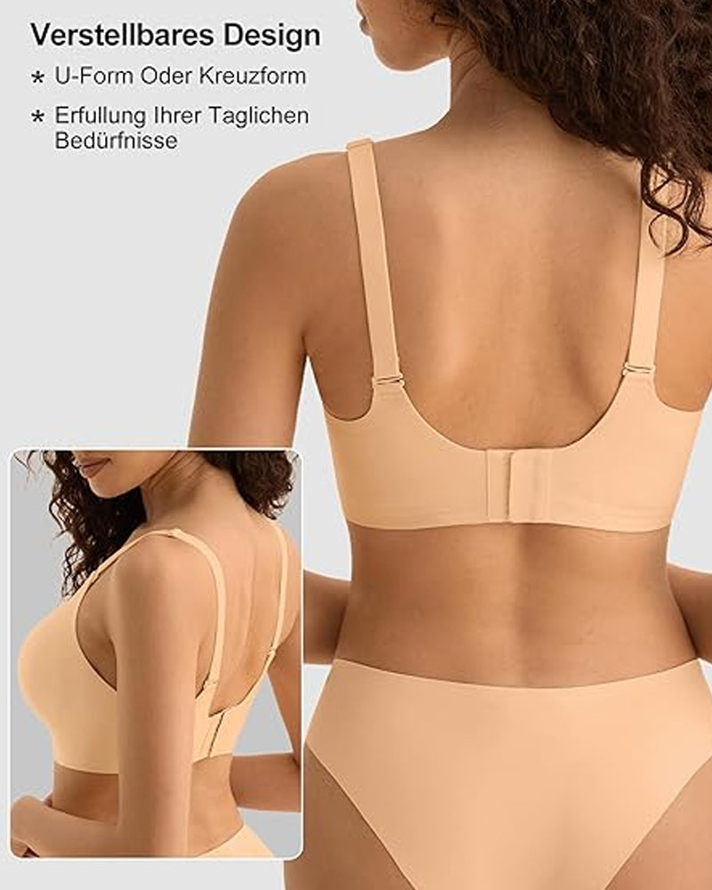 Emilie's Boutique ™ V-neck Comfortable Breathable Seamless Wire-free Push-up Mesh Bra