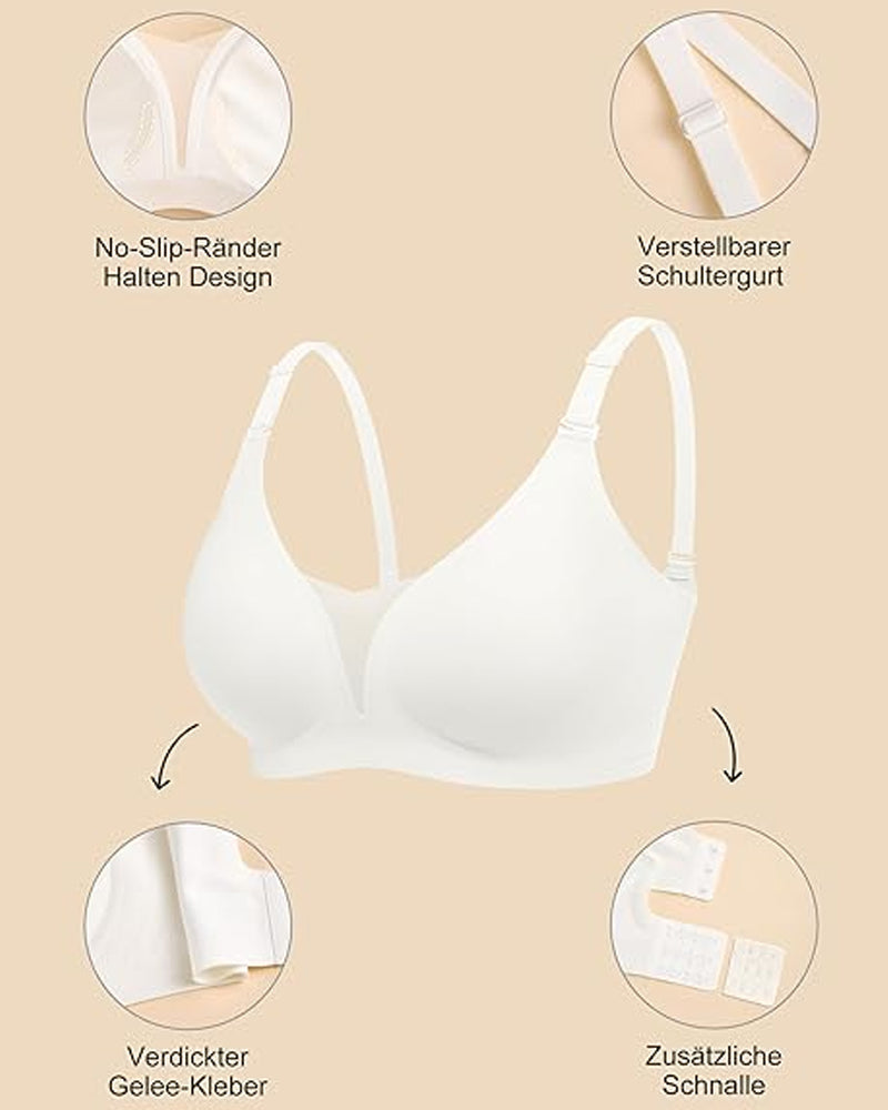 Emilie's Boutique ™ V-neck Comfortable Breathable Seamless Wire-free Push-up Mesh Bra