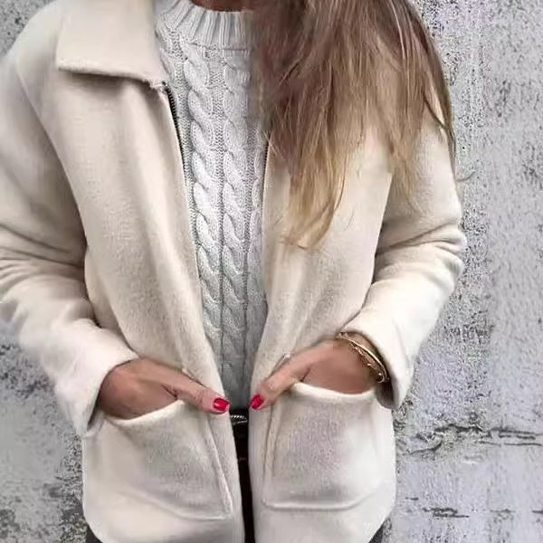 Emilie's Boutique ™ Knitted Zipper Coat With Pockets