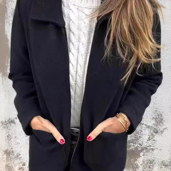 Emilie's Boutique ™ Knitted Zipper Coat With Pockets