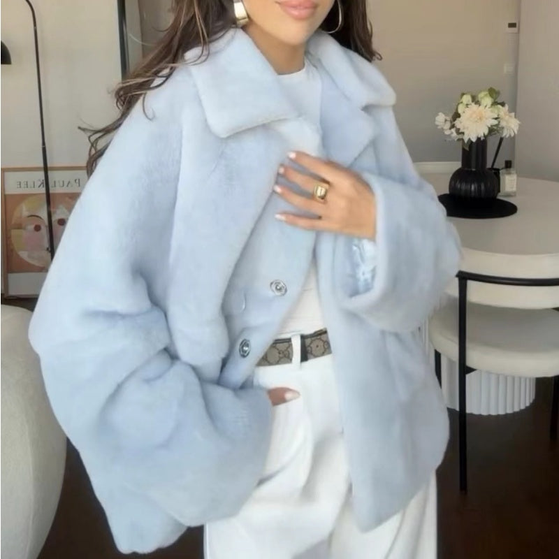 Emilie's Boutique ™  Loose Plush Lapel Winter Coat