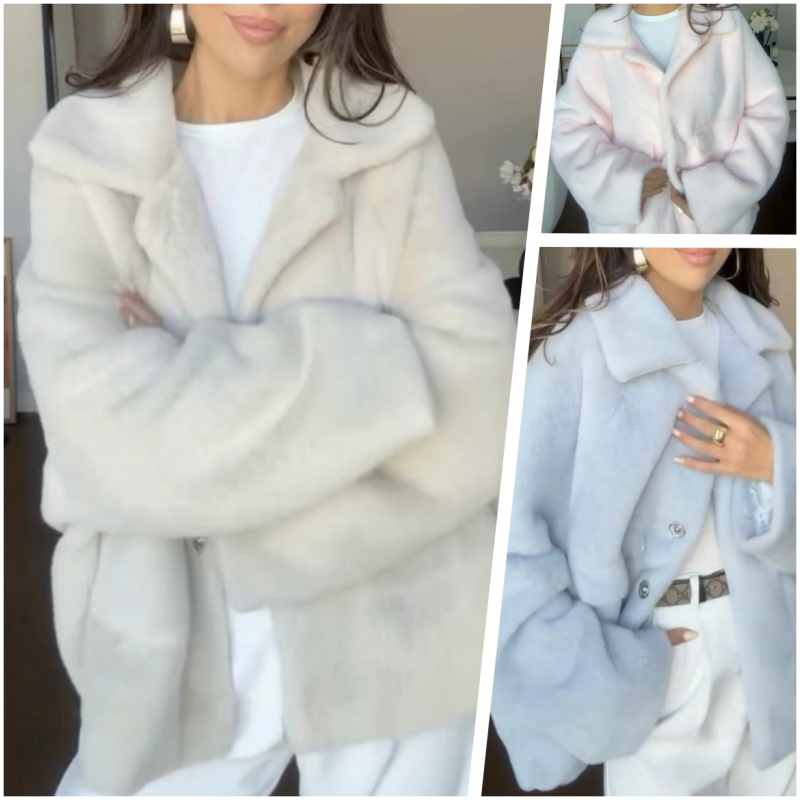 Emilie's Boutique ™  Loose Plush Lapel Winter Coat