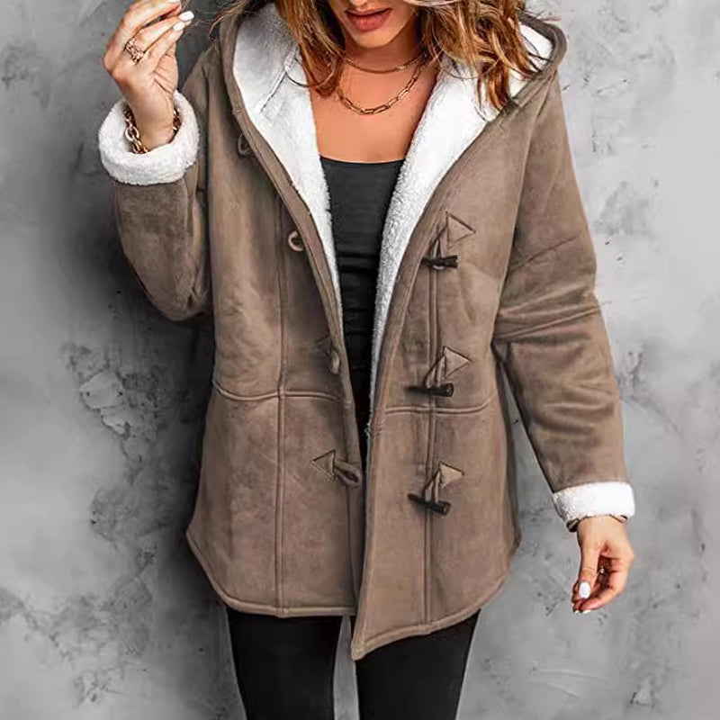 🧸Women's Hooded Suede Coat with Plush Lining– Plush Warmth Meets Effortless Winter Style