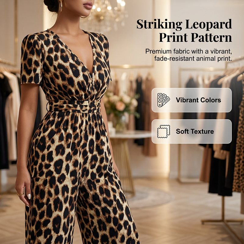 ⏳Time-Limited Special⏰Leopard Print V-Neck Wide-Leg Jumpsuit