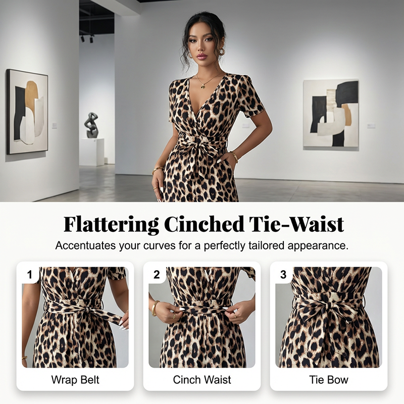 ⏳Time-Limited Special⏰Leopard Print V-Neck Wide-Leg Jumpsuit