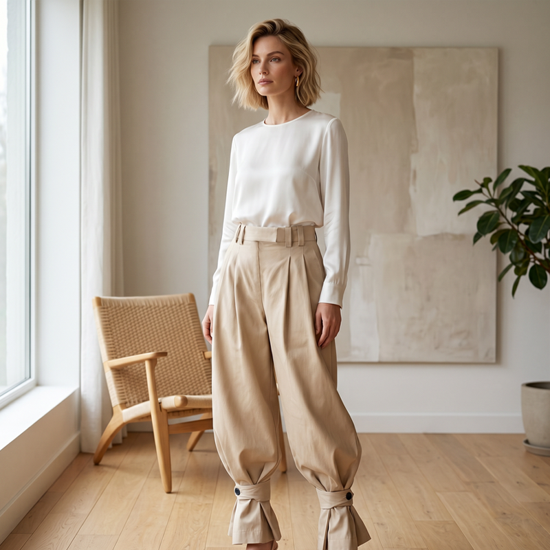 ⏰Women's Pleated Lantern Pants with Ruffled Cuffs👖